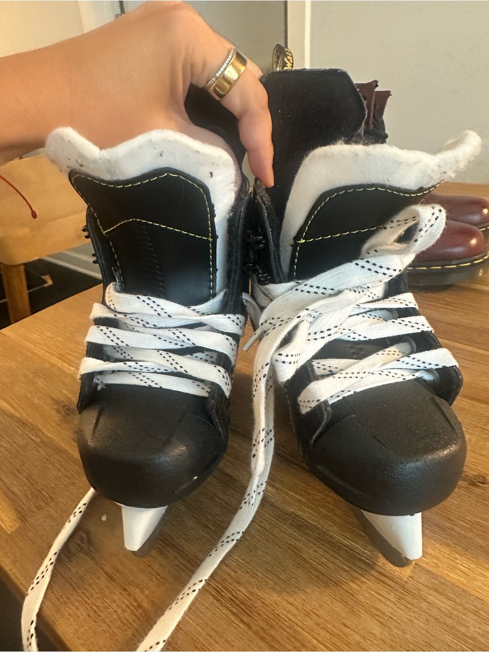 CCM Kids Black and White Ice Hockey Skates